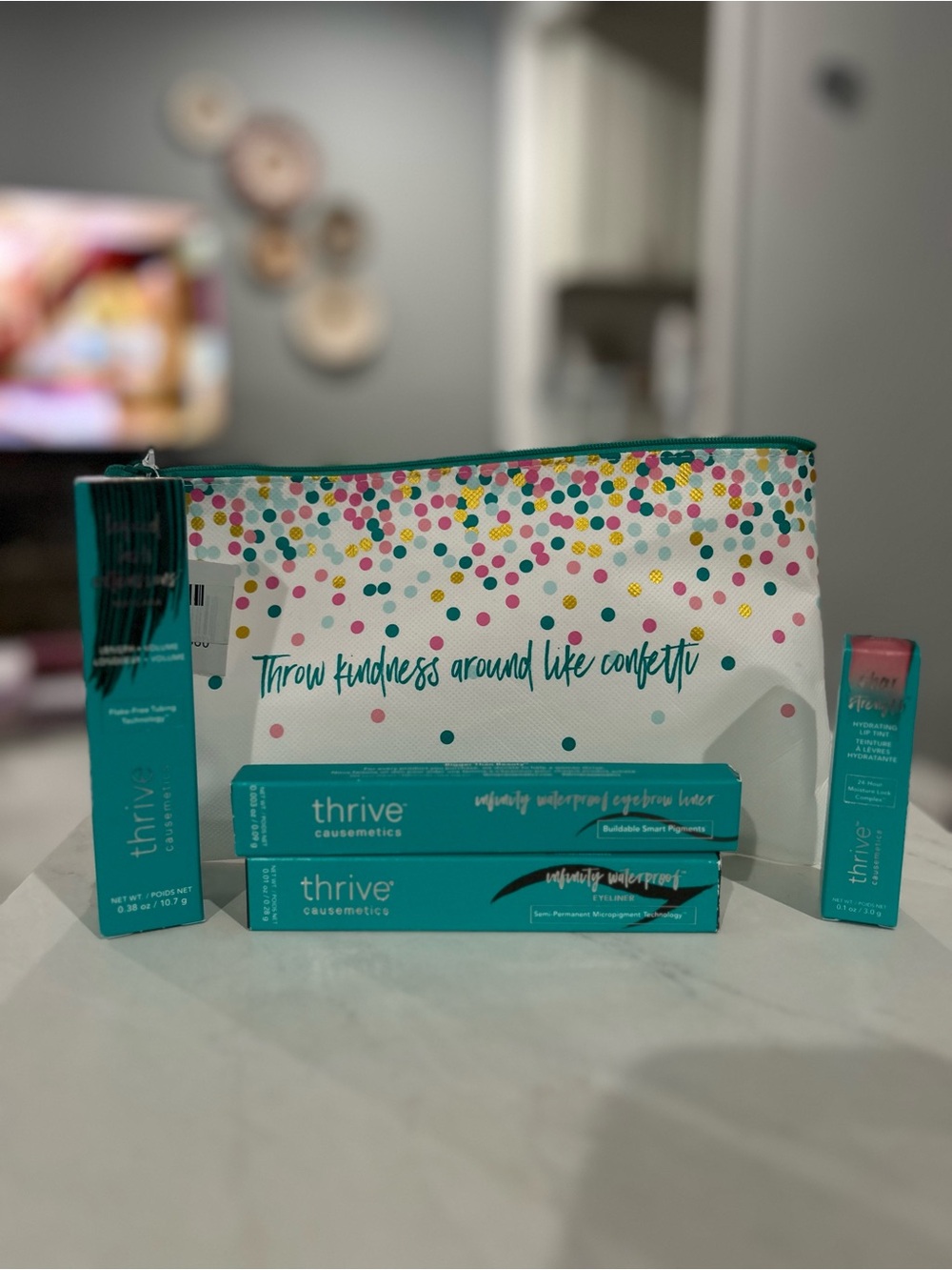 NEW Thrive Causemetics Bundle Mascara Eyeliner Brow Liner Lip Tint + Makeup Bag